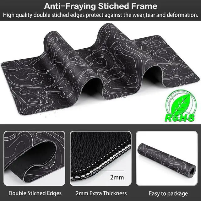 Alt view image 6 of 7 - Gaming Mouse Pad Topographic Contour Mouse Pad 31.5x11.8inch Large Extended Computer Mouse Mat Keyboard Full Desk Mousepad for Gaming Office Home