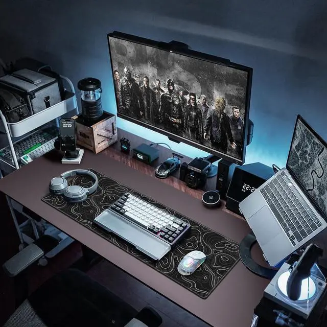 Alt view image 7 of 7 - Gaming Mouse Pad Topographic Contour Mouse Pad 31.5x11.8inch Large Extended Computer Mouse Mat Keyboard Full Desk Mousepad for Gaming Office Home