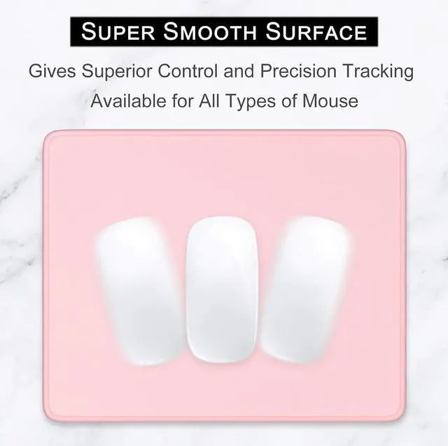 Alt view image 2 of 7 - Mouse Pad Premium-Textured Square Mousepad 10.2 x 8.3 Inch Stitched Edge Anti-Slip Waterproof Rubber Mouse Mat Pretty Cute Mouse Pad for Office Gaming Laptop Women Kids Pink