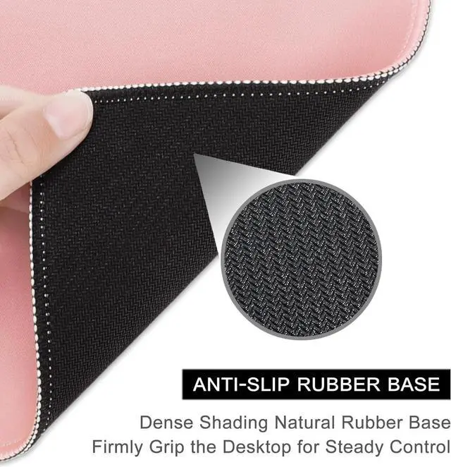 Alt view image 4 of 7 - Mouse Pad Premium-Textured Square Mousepad 10.2 x 8.3 Inch Stitched Edge Anti-Slip Waterproof Rubber Mouse Mat Pretty Cute Mouse Pad for Office Gaming Laptop Women Kids Pink