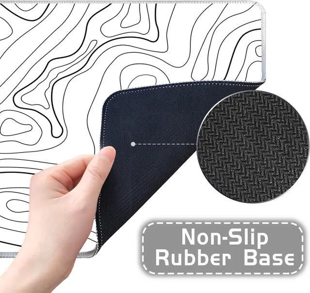 Alt view image 4 of 7 - White Mouse Pad Topographic Mouse Pad Large Gaming Mouse Pad XL Mousepad Keyboard and Mouse Pad Desk Mat 31.5 x 11.8 in Minimalist Contour for Office