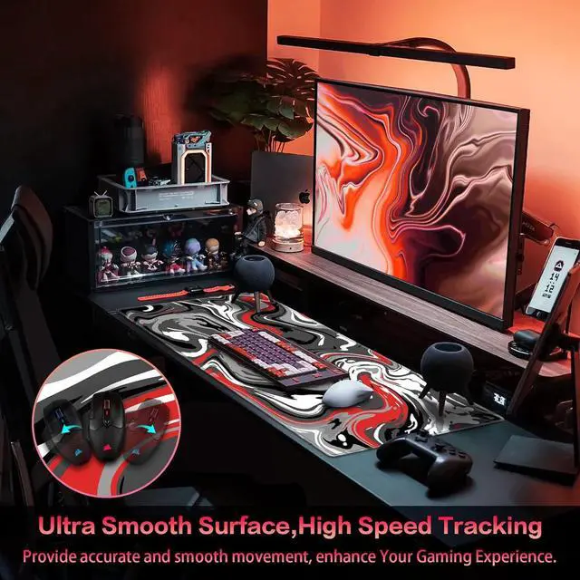 Alt view image 2 of 6 - Gaming Mouse Pad Fluid Pattern Mouse Pad 31.5x11.8inch Large Extended Computer Mouse Mat Keyboard Full Desk Mousepad for Gaming Office Home