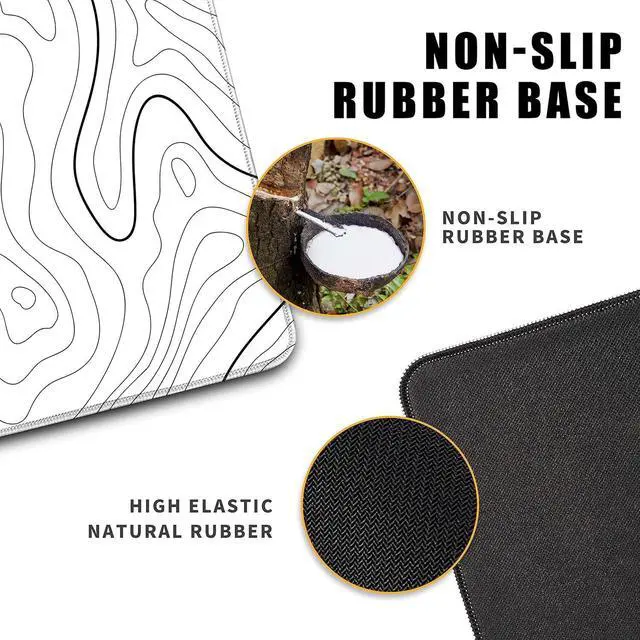 Alt view image 5 of 7 - Topographic Map Large Gaming Mouse Pad with Stitched Edges Extended Minimalist Contour Mouse Mat Desk Pad3mm Thick Long Non-Slip Rubber Base Mice Pad 31.5 x 11.8 in White