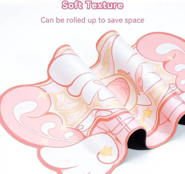 Alt view image 4 of 7 - Large Gaming Mouse Pad Kawaii Pink Non-Slip Rubber Back Mouse Pad Big Waterproof Desk Mat for Keyboard and Mouse Perfect for Gaming or Home Office Work - Star WingsSuper Dense Cloth