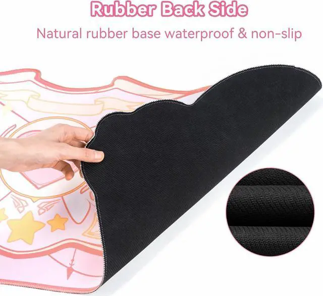 Alt view image 3 of 7 - Large Gaming Mouse Pad Kawaii Pink Non-Slip Rubber Back Mouse Pad Big Waterproof Desk Mat for Keyboard and Mouse Perfect for Gaming or Home Office Work - Star WingsSuper Dense Cloth