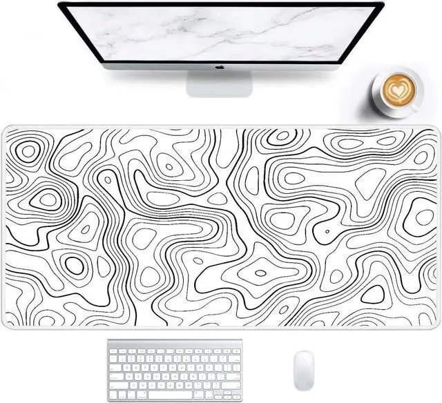 Alt view image 2 of 5 - Premium XXL Gaming Mouse Pad - Unmatched Performance 35.4x15.8 Inches White Topographic Contour Design for Gaming and Office