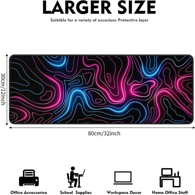 Alt view image 4 of 7 - Gaming Mouse Pad Large Mouse Pad for Desk Desk Mat Extended Mousepad with Non-Slip Rubber Base Desk Pad for Home Office 31.5 X 11.8 (07)