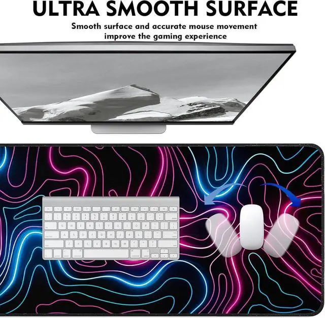 Alt view image 5 of 7 - Gaming Mouse Pad Large Mouse Pad for Desk Desk Mat Extended Mousepad with Non-Slip Rubber Base Desk Pad for Home Office 31.5 X 11.8 (07)