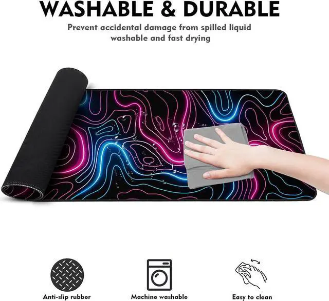 Alt view image 7 of 7 - Gaming Mouse Pad Large Mouse Pad for Desk Desk Mat Extended Mousepad with Non-Slip Rubber Base Desk Pad for Home Office 31.5 X 11.8 (07)