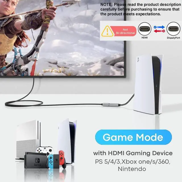 Alt view image 2 of 6 - HDMI to DisplayPort Adapter 4K@60Hz [Braided High Speed] HDMI Male to DP Female Converter Cable Compatible for PC Graphics Card Laptop Mac Mini NS PS5/4 Xbox One/360