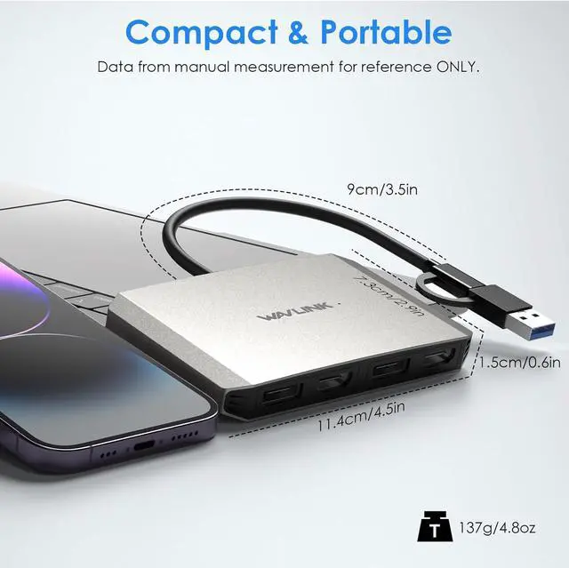 Alt view image 7 of 7 - USB C and USB 3.0 to Dual 4K DisplayPort/HDMI Adapter Displaylink Monitor Splitter Extended Display for Dual Monitor 4K@60Hz HDMI/DP Splitter Compatible with Mac M1-M4 Window Laptop-Silver