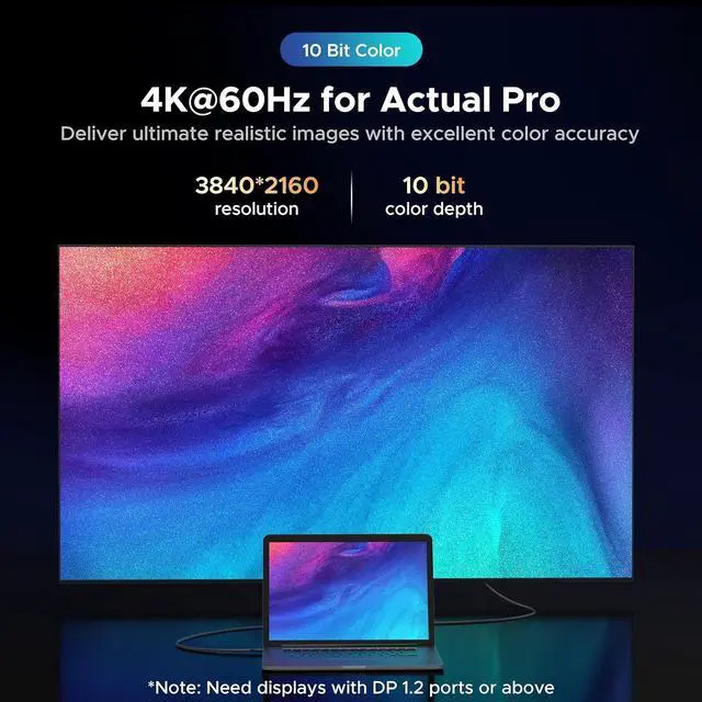 Alt view image 2 of 7 - Warrky USB C to DisplayPort Cable for Office and Gaming (4K 60Hz, 2K/1440P 165Hz) Aluminum Type-C to Display Port Cord [Thunderbolt 3/4 Compatible] for MacBook Pro/Air, iPhone 15 Series, iPad -6ft