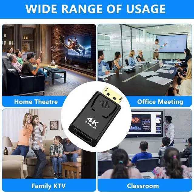 Alt view image 7 of 7 - 4K DisplayPort to HDMI Adapter-2 Pack Uni-Directional DP PC to HDMI Monitor Converter Compatible with   HP and Other Brands