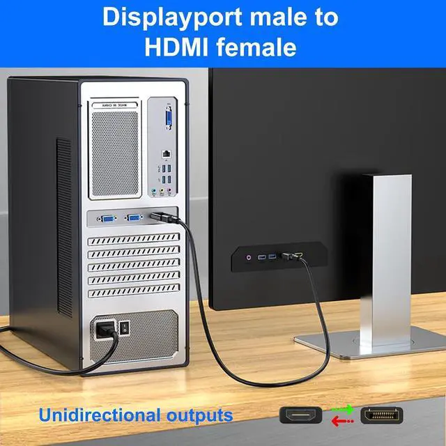 Alt view image 5 of 7 - 4K DisplayPort to HDMI Adapter-2 Pack Uni-Directional DP PC to HDMI Monitor Converter Compatible with   HP and Other Brands