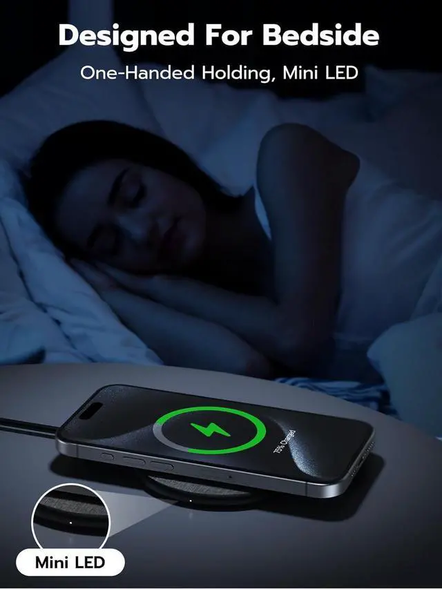 Alt view image 3 of 7 - NewQ Wireless Charger 15W Max Wireless Charging Pad for iPhone 15 14 13 12 11 X 8 Mini/SE/Pro/Max/Plus  Galaxy S23/S22/S21/S20/S10/S9/S8/S7/Note20/10/9/8 Air Pods/Pro/Galaxy Buds/+ 1 Pack