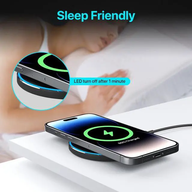 Alt view image 7 of 7 - 30W Fast Wireless Charger Pad Wireless Charging Compatible with  Galaxy S22/S22+/S21/S20/S10 Fast Charger Compatible with iPhone 13/14/12/11 Series