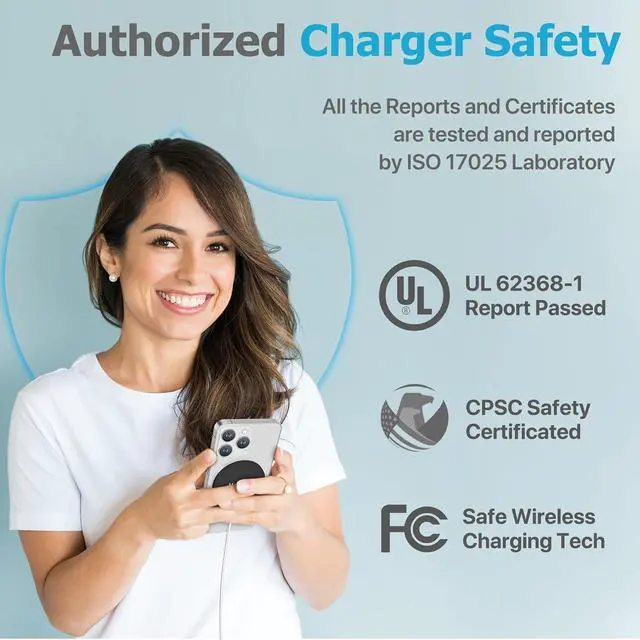 Alt view image 3 of 7 - Magnetic Wireless Charger MagEase 15W Wireless Charger Magnetic Compatible with iPhone 16 15 14 13 12 Series and AirPods 3/2/Pro Charging Pad with USB-C Cable and USB-A Converter (White)