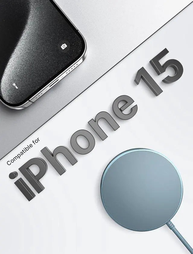 Alt view image 2 of 7 - JSAUX Magnetic Wireless Charger Compatible with MagSafe Charger/iPhone 15/15 Pro/15 Plus/15 Pro Max/14/14 Pro/14 Plus/14 Pro Max/13/13 Pro/13 Pro Max/12, Wireless Charging Pad, Mag Charger (Blue)