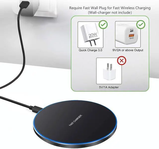 Alt view image 5 of 7 - Fast Wireless Charger 20W Max Wireless Charging Pad Compatible with iPhone 16/16 Pro/15/14/13/12/SE/11/XS Max/XR AirPodsWireless Charge Mat for  Galaxy S25/S24/Note Pixel/LG G8