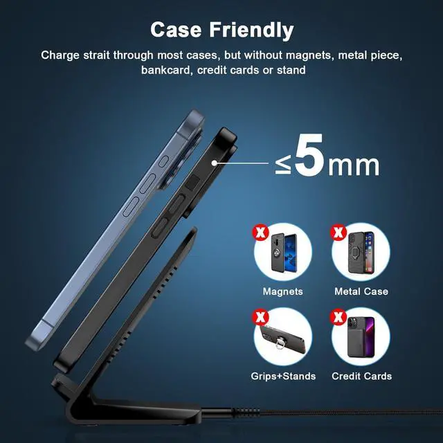 Alt view image 4 of 7 - 15W  Wireless Charger Fast Wireless Charging Stand Cordless Fast Charger for  Galaxy S25 Edge S24 Ultra S23 S22 S21 S20 FE Note 20 Z Flip 7 6 5 4 3 iPhone 16e 16 15 Pixel 9a 9 8 7 6 Pro
