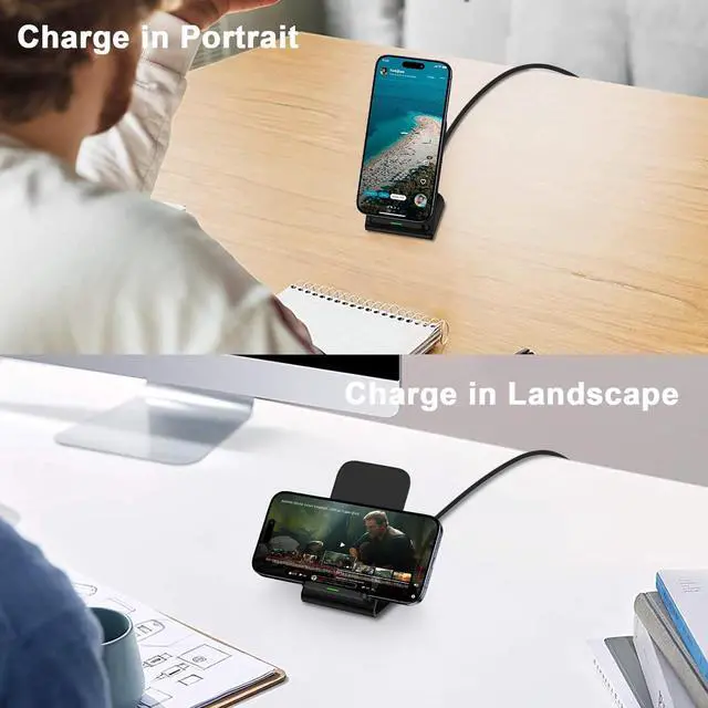 Alt view image 6 of 7 - 15W  Wireless Charger Fast Wireless Charging Stand Cordless Fast Charger for  Galaxy S25 Edge S24 Ultra S23 S22 S21 S20 FE Note 20 Z Flip 7 6 5 4 3 iPhone 16e 16 15 Pixel 9a 9 8 7 6 Pro