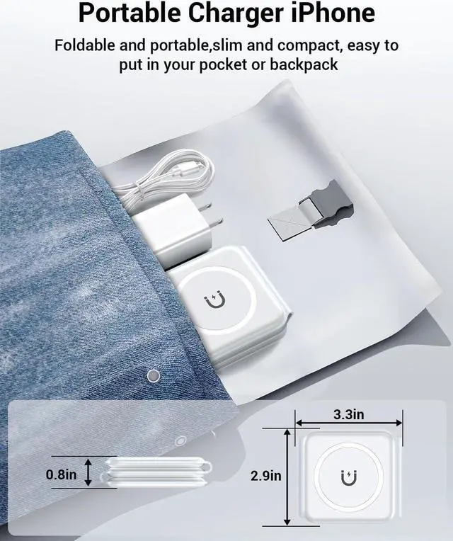 Alt view image 7 of 7 - Wireless Charger, Magnetic Foldable 3 in 1 Mag-Safe Charger, Fast Travel Wireless Charging Station for iPhone 16/15/14/13/12/ Series,for iWatch,for AirPods (Adapter Included)