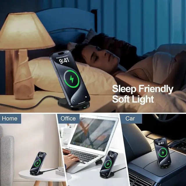 Alt view image 6 of 7 - 15W Fast Wireless Charger Phone Charging Stand for Google Pixel 9/8a/8 Pro/7a/7/6,Android Phone Wireless Charging Station Charger for Samsung Galaxy Z Fold 6/5/Z Flip 6/5/S24 Ultra/S23/S22/S21/S20/S10