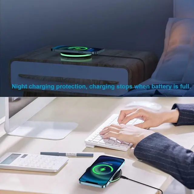 Alt view image 5 of 7 - 15W Wireless Charger Fast Charging Pad for  Galaxy S25 Edge Plus Ultra S25+ S24 S23 S22 S21 S20 Ultra 5G FE S10 S9 S8 S7 S6 Note 20 10 9 8 Z Fold5/4/3/2 Z Flip5/4/3