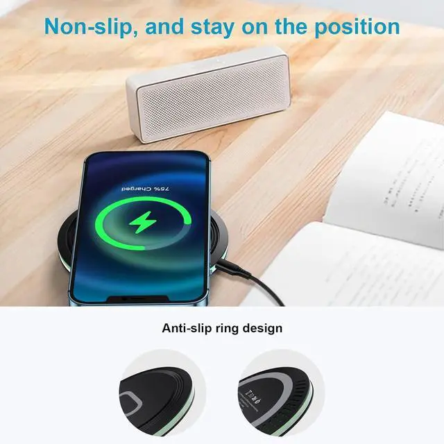 Alt view image 7 of 7 - 15W Wireless Charger Fast Charging Pad for  Galaxy S25 Edge Plus Ultra S25+ S24 S23 S22 S21 S20 Ultra 5G FE S10 S9 S8 S7 S6 Note 20 10 9 8 Z Fold5/4/3/2 Z Flip5/4/3