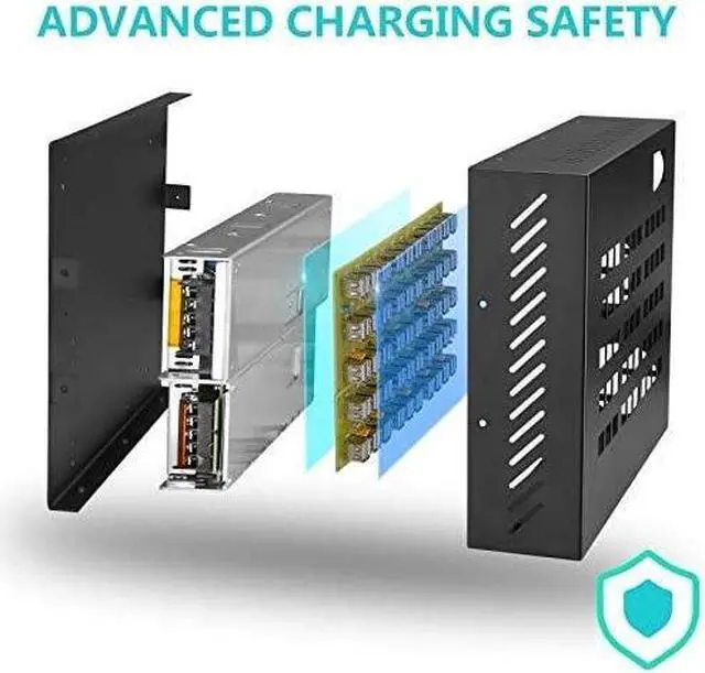 Alt view image 2 of 7 - USB Charging Station,100 Ports US Power Station Multi Port US Wall Charger Adapter Phone Noninterference Multiport Desktop USB Rapid Charger for Hotel School Shopping Malls