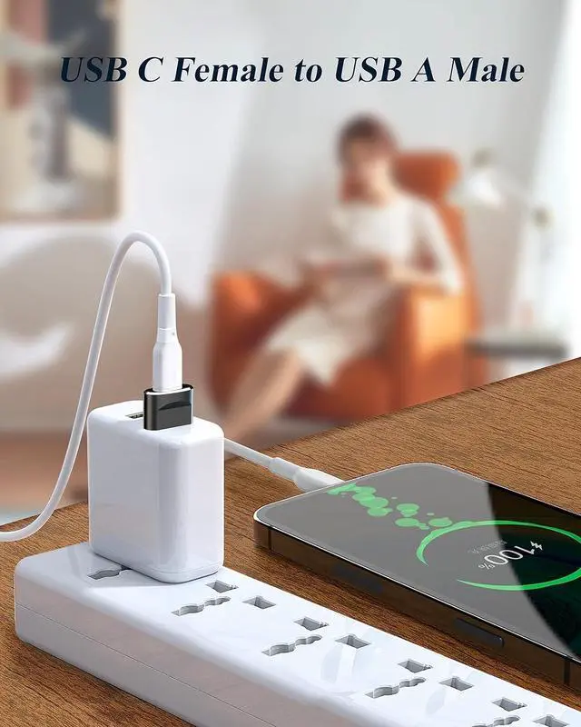 Alt view image 2 of 7 - USB to USB C Adapter 4 Pack USB C Female to A Male Charger Type C Converter for Apple Watch Ultra iWatch 7 8 SE iPhone 14 13 12 15 Pro Plus Max Mini AirPods iPad Air Samsung Galaxy S23 S22