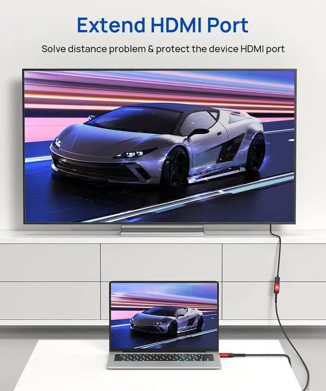Alt view image 2 of 7 - HDMI Extension Cable 3.3FT 4K 60Hz High Speed HDMI Extender Cord Male to Female Adapter Connector (HDR HDCP 2.2) Compatible with  TV Streaming Stick Bluray Player HDTV Laptop PC - Red