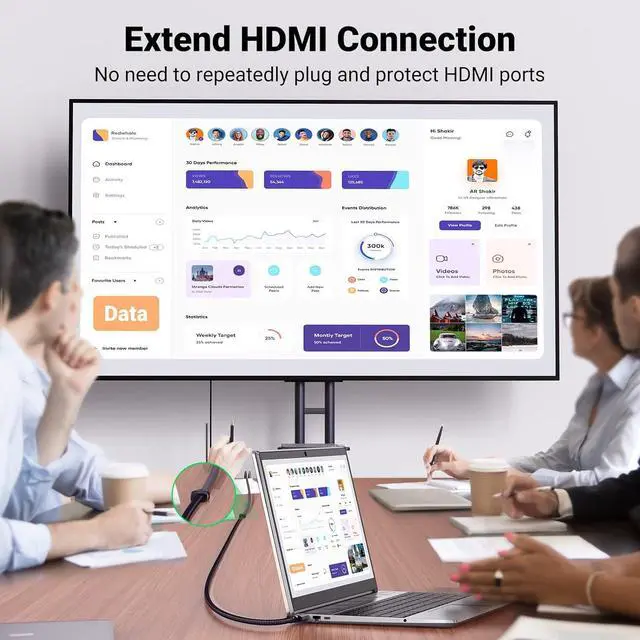 Alt view image 2 of 7 - HDMI Extender 8K 10K HDMI Extension Cable 2.1 Ultra High Speed Cord 4K Male to Female Adapter Compatible with MacBook Pro 2023/PS5/Xbox Series X/ TV/UHD TV/Blu-ray 1.5FT