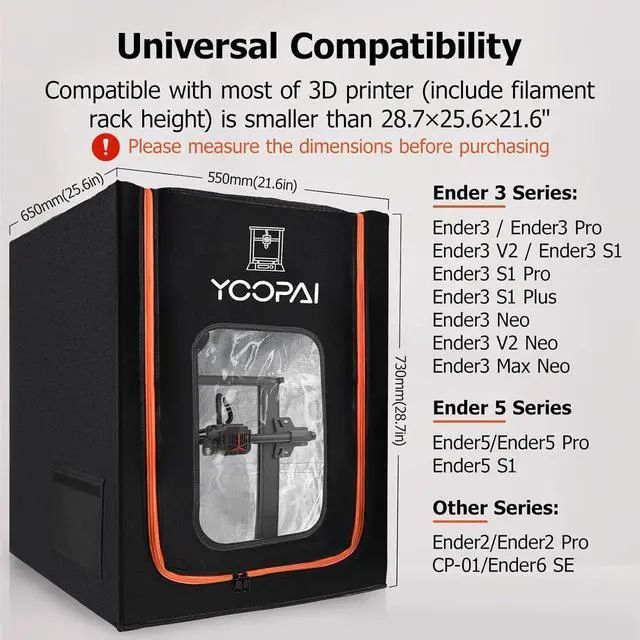 Alt view image 2 of 6 - 3D Printer Enclosure with LED Lighting, Fireproof Dustproof Tent Constant Temperature Protective Cover for Creality Ender 3/Ender 3 Pro/Ender 3V2/Ender 3S1/Neo/Anycubic Elegoo, Medium