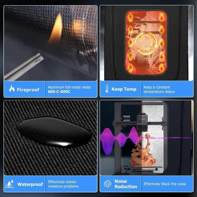 Alt view image 5 of 7 - 3D Printer Enclosure 3D Printer Cover Protective Constant Temperature Fireproof Dustproof Noise Reduction 25.59 * 21.65 * 29.53 for Ender 3 Pro/Ceality Ender 3/Ender