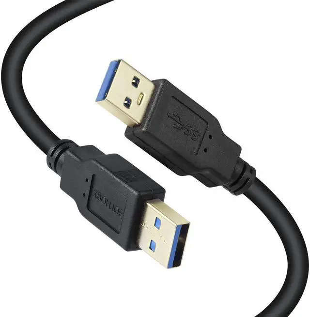 Main image of USB 3.0 Male to Male Cable 6.6 ft Type A Male to A Male Cord 5 Gbps Double USB A to USB A Cable Compatible with Hard Drive Cooling Fan/pad DVD Player and More(Black 6.6FT)