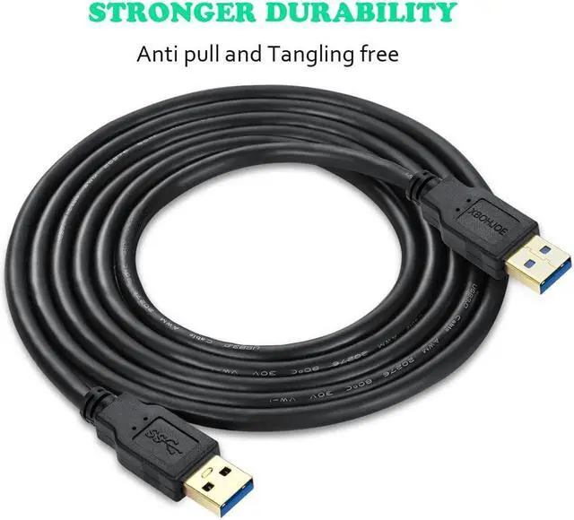 Alt view image 6 of 7 - USB 3.0 Male to Male Cable 6.6 ft Type A Male to A Male Cord 5 Gbps Double USB A to USB A Cable Compatible with Hard Drive Cooling Fan/pad DVD Player and More(Black 6.6FT)