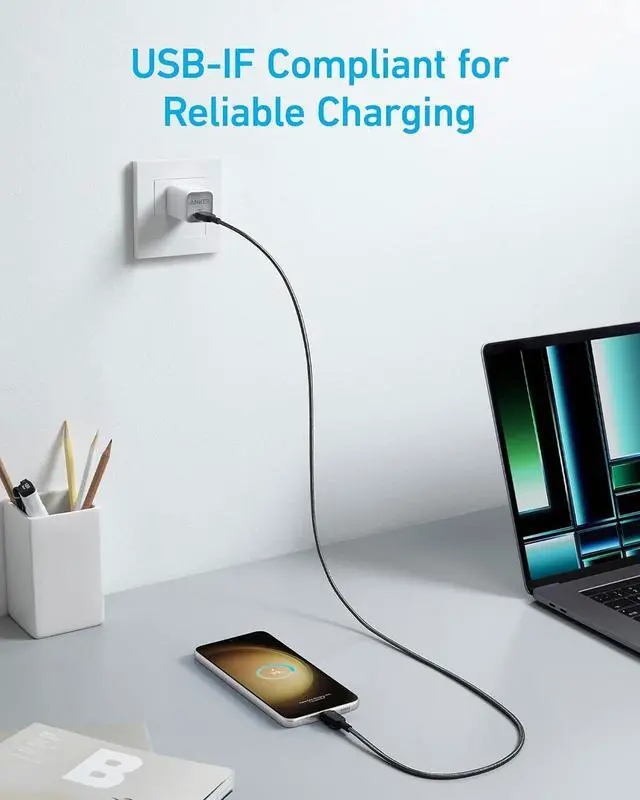 Alt view image 4 of 5 - USB C to USB C Cable Type C Charger Fast Charging Cord (3FT 2Pack) for iPhone 16/15 Series iPad Air 4 MacBook Pro 2022 and More (USB 2.0 Black)
