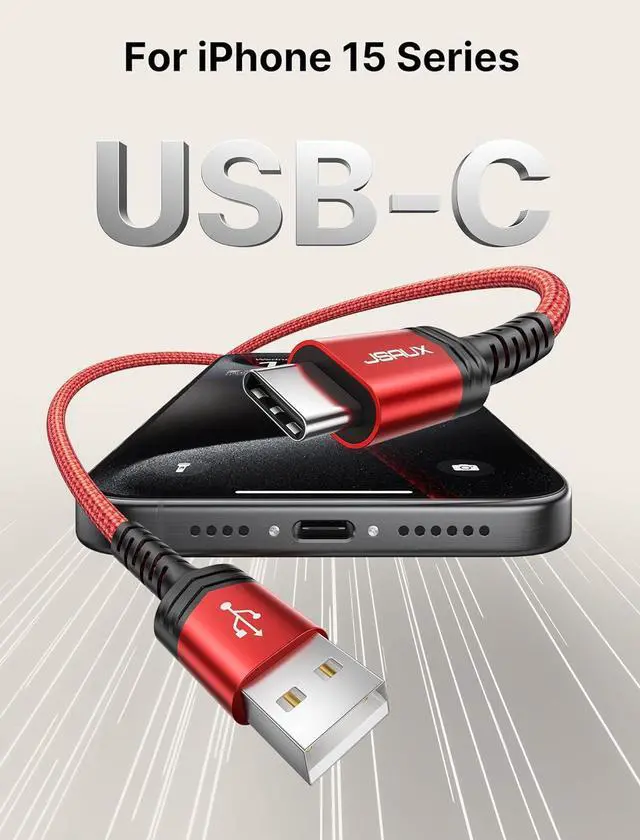 Alt view image 3 of 7 - JSAUX USB-C Cable 3.1A Fast Charging, 3-Pack (10ft+6.6ft+3.3ft) USB A to Type C Charge Cord Compatible with Samsung Galaxy S21 S20 S10 S9 S8 Note 20 10, iPhone 15/15 Pro Max, PS5, USB C Charger(Red)