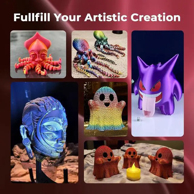 Alt view image 4 of 7 - AMOLEN Silk PLA 3D Printer Filament, Silk Dual Color Red Black PLA Filament 1.75mm, Shiny Coextrusion PLA Filament, Color Change 3D Printing Filament 1KG/2.2lb