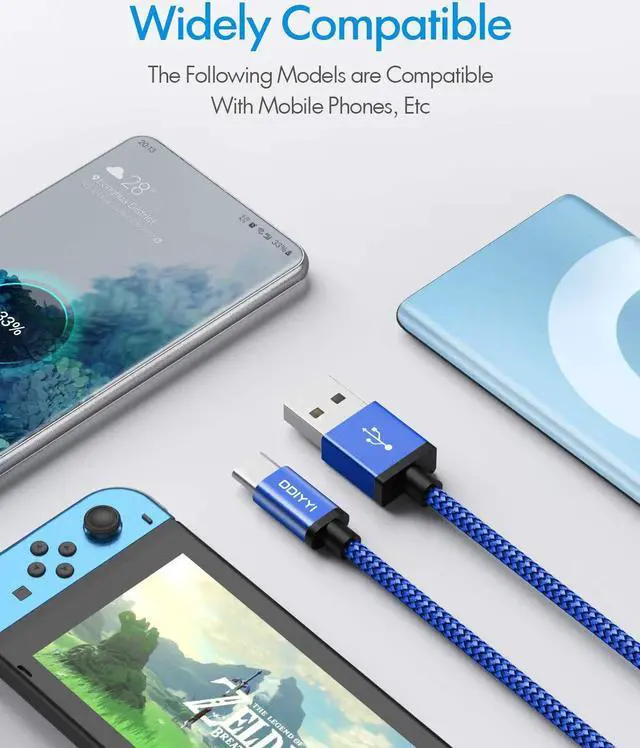 Alt view image 4 of 7 - USB Type C Cable Fast Charging [3-Pack 3ft], USB to USB C Cable Braided Charger Cord for iPhone 15/15 Pro Max/15 Plus/15 Pro, Samsung Galaxy S24 S23 S10e, Note 20 10, A14 A15 A25 A53 A54