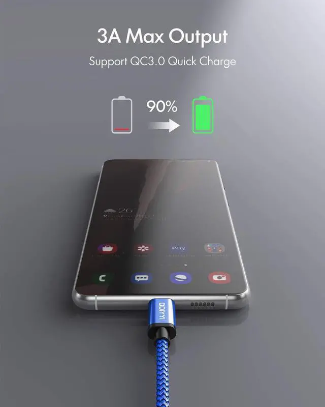 Alt view image 6 of 7 - USB Type C Cable Fast Charging [3-Pack 3ft], USB to USB C Cable Braided Charger Cord for iPhone 15/15 Pro Max/15 Plus/15 Pro, Samsung Galaxy S24 S23 S10e, Note 20 10, A14 A15 A25 A53 A54