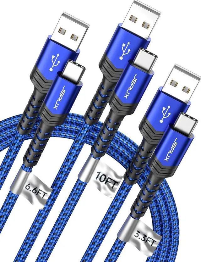Main image of USB-C Cable Fast Charging 3-Pack(10ft+6.6ft+3.3ft) iPhone 16 Charger USB A to Type C Charge Cord for iPhone 16/16 Pro/16 Pro Max/16e/15  Galaxy S23 S22 S20 Note 20 USB C Charger(Blue)
