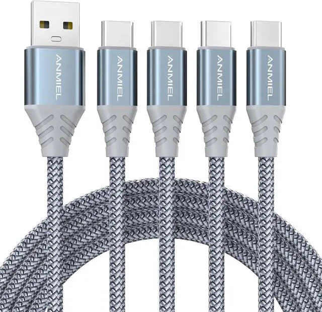 Main image of USB C Cable 4pack 10ft 3.1A Fast Charging Cable USB Type C Charger Cord Nylon Braided Compatible with  Galaxy A10e A20 A50 A51 A71 S10 S9 S8 Plus S10E Note 20 10 9 8 Moto G7 G8