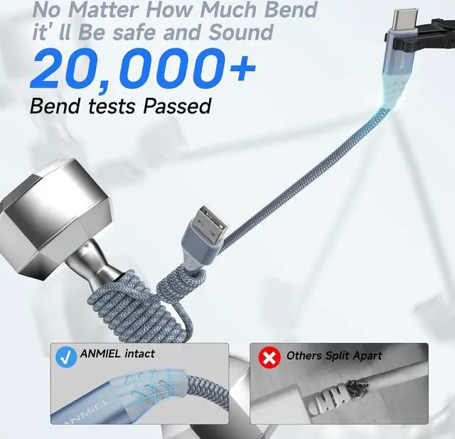 Alt view image 5 of 7 - USB C Cable 4pack 10ft 3.1A Fast Charging Cable USB Type C Charger Cord Nylon Braided Compatible with  Galaxy A10e A20 A50 A51 A71 S10 S9 S8 Plus S10E Note 20 10 9 8 Moto G7 G8