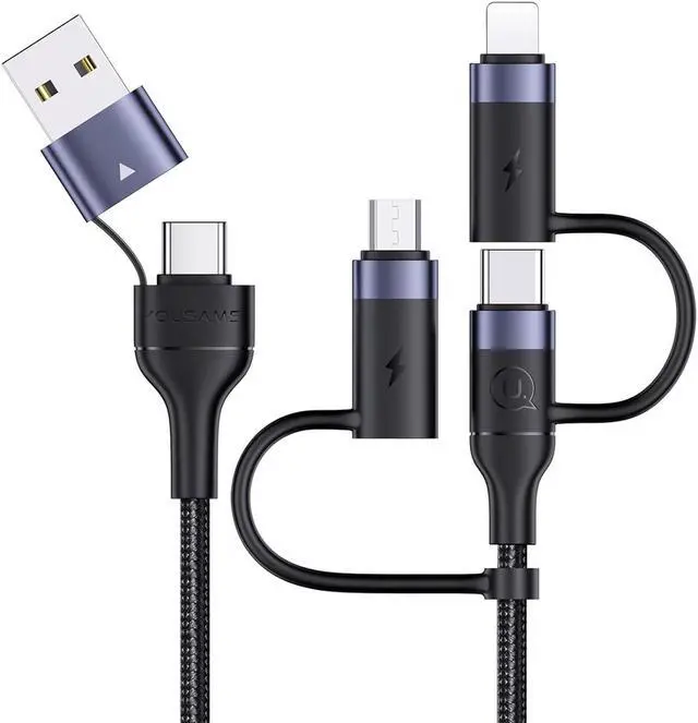Main image of PD 60W USB C Multi Fast Charging Cable Nylon Braided Cord 5-in-1 3A USB/C to Type C/Micro/Phone Fast Sync Charger Adapter Compatible with Laptop/Tablet