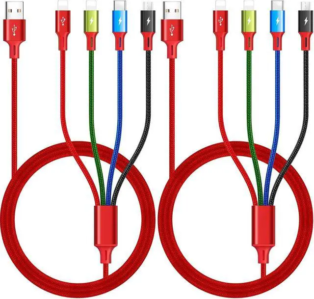 Main image of Upgraded Multi Charging Cable 3.5A 6Ft 4 in 1 Braided iWatch & iPhone Multi Charger with Lightning/USB-C/Micro for Magnetic Wireless Watch Charger iWatch Series UItra/SE/9-1/iPhone 15 14 13/Galaxy