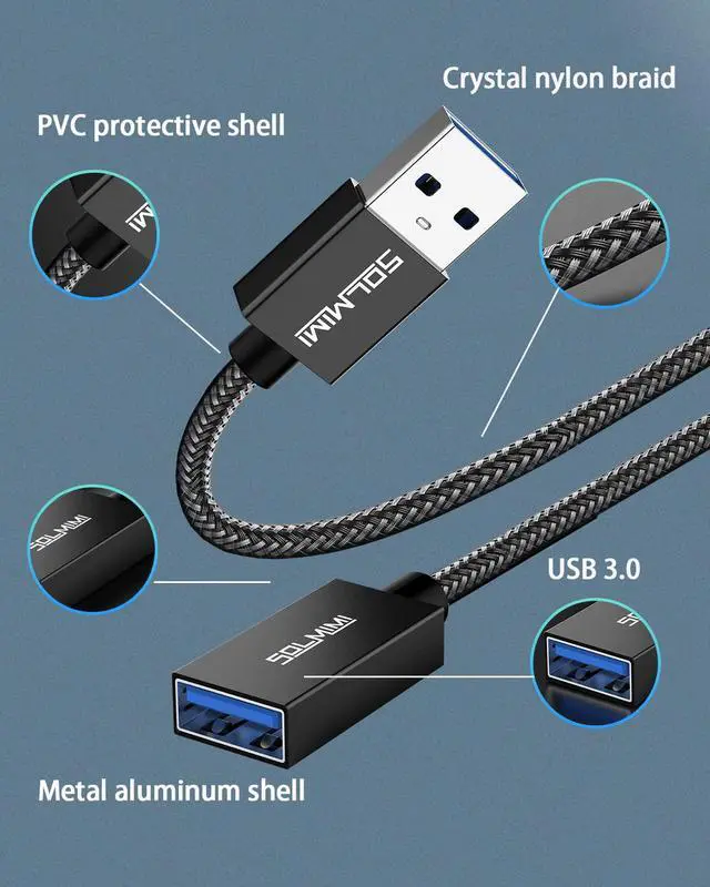 Alt view image 4 of 7 - USB Extension Cable A Male to A Female Cord USB 3.0 Extender Compatible for PS4 PC Laptop TV Headphone Hard Drive Keyboard Mouse Printer Webcam (4FT/1.2M Black)