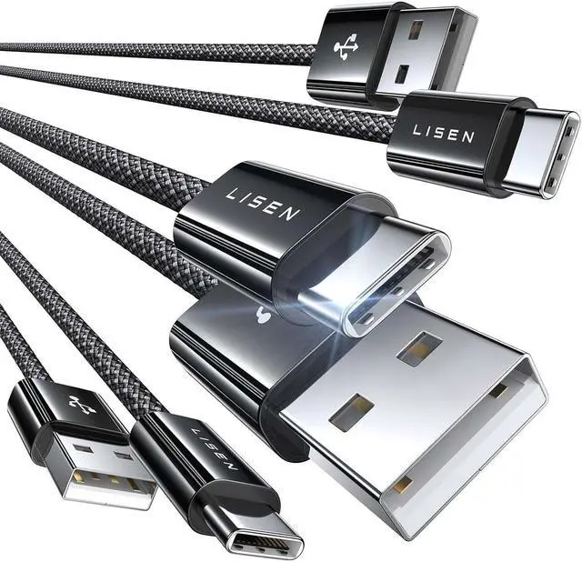 Main image of USB A to USB C Cable 3-Pack [3.3+3.3+6.6FT] USBC to USB 3.2A C Chargers Fast Charging for iPhone 16 Charger Cord  Note 20 10/S24 S23 S22/A20 A51 LG Moto G7 Carplay Android Auto