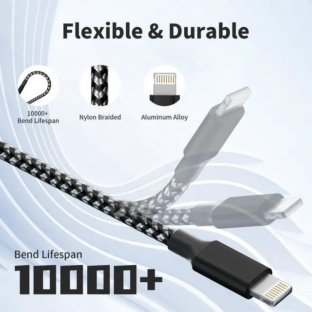 Alt view image 4 of 7 - Multi Charging Cable (2 Pack 4FT) Multi USB Charger Cable 3 in 1 Charging Cable Nylon Braided Fast Charging Cord with Type-C Micro USB IP Port for Most Phones/iPads/iPhones/Tablets